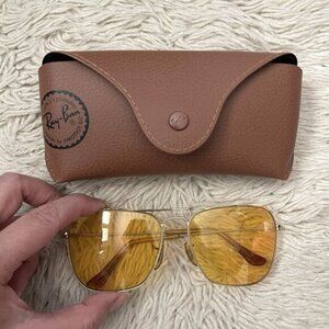 Vintage 60s/70s Bausch & Lomb Ambermatic Yellow Sunglasses - 58mm, etched lenses